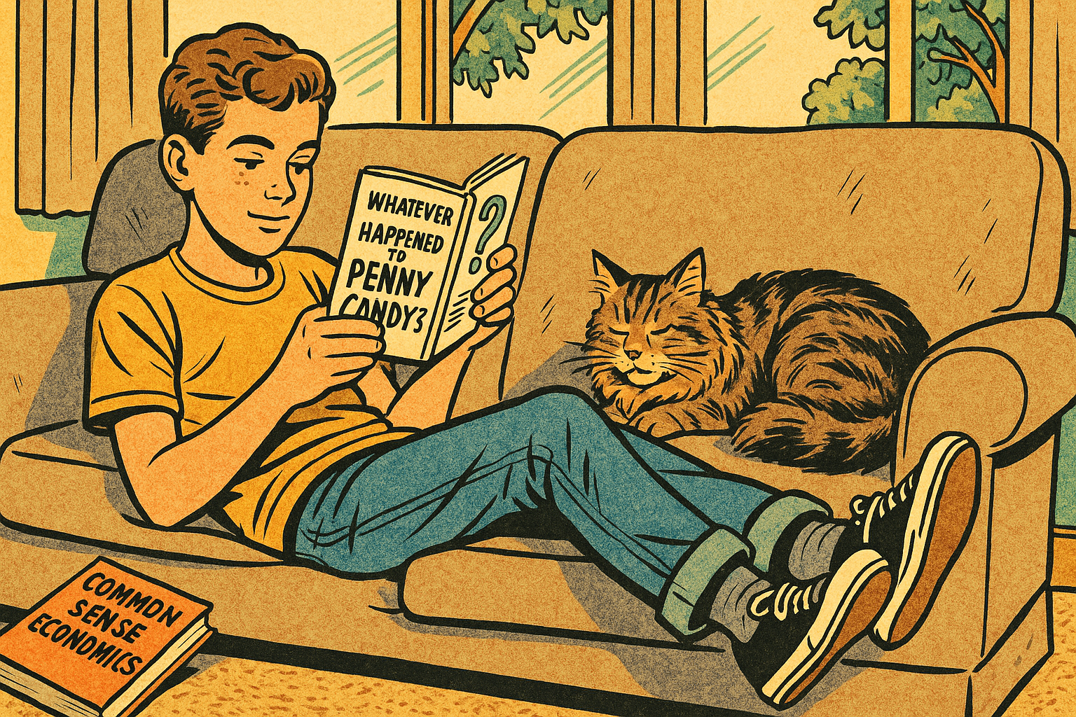 Homeschool Boy Reading Penny Candy book